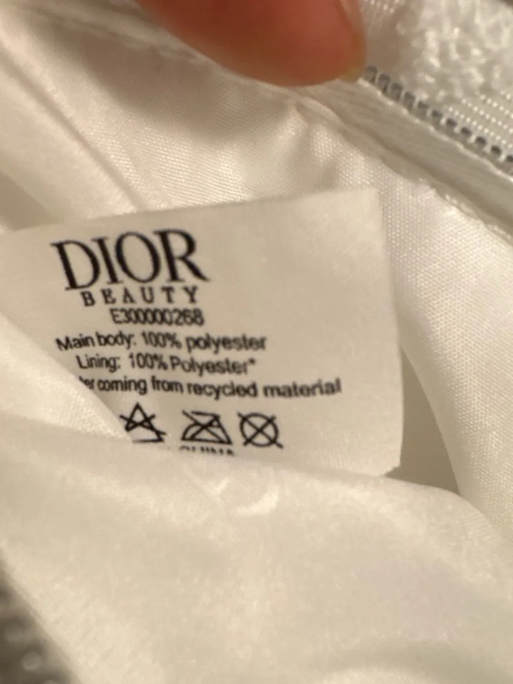 Dior White Textured Embroidered Pouch